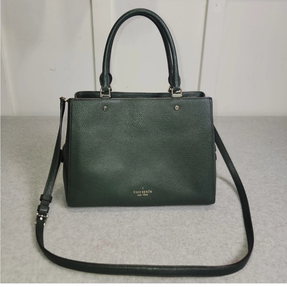 Kate Spade New York Leila Medium Triple Compartment Satchel Emerald Green-NWOT! - Picture 3 of 11